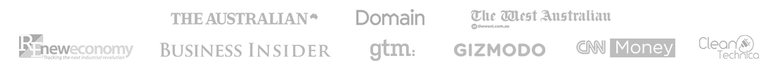 As featured in The Australian, Domain, The West Australian, Gizmodo, The Insider, CNN Money, Clean Technica, GTM and New Economy